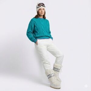 HEAD vintage ski sweater chunky cable knit teal purple large